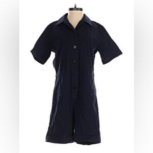 Navy Short-Sleeve Utility Jumpsuit Everlane Courderoy size S